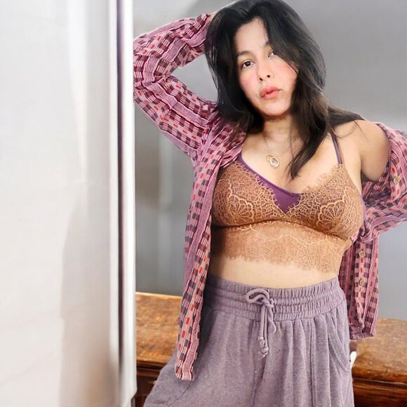 Victoria's Secret NWOT brass cooper floral lace boho fairy bralette women's M - Picture 6 of 6